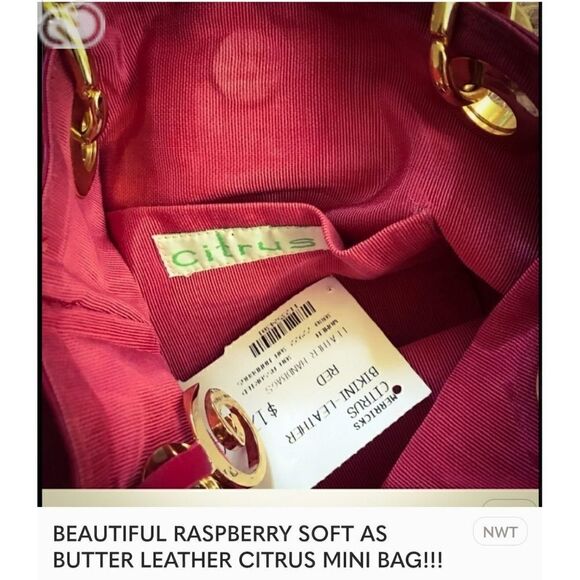 GORGEOUS SAFFIANNO LEATHER CITRUS MINI BAG IN RASPBERRY !!! - Picture 4 of 6